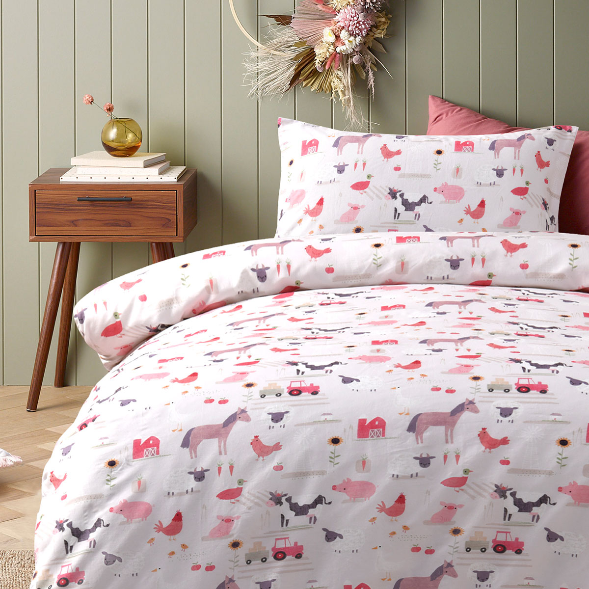 Happy Kids Farmyard Friends Washed Quilt Cover Set Double — image 3