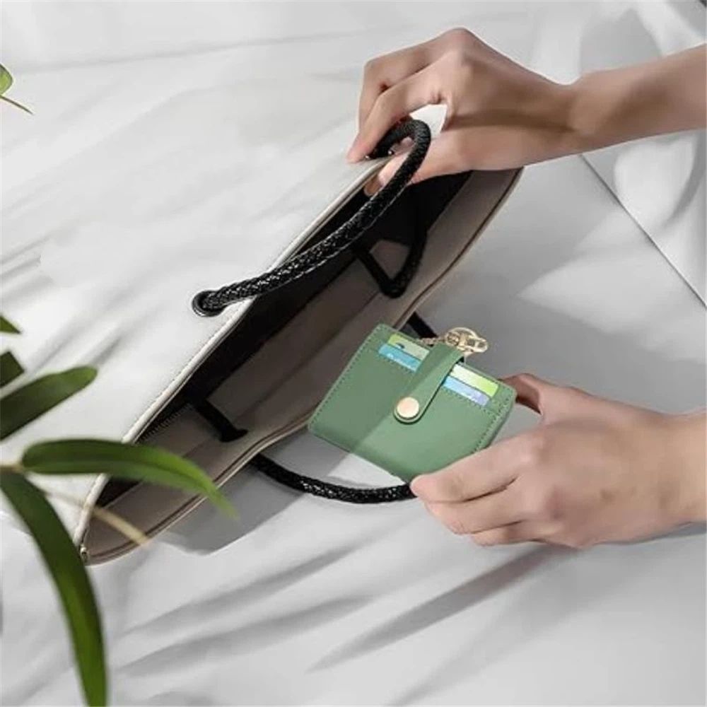 Slim Wallet for Women,Blocking Bifold Credit Card Holder with Zipper Coin Pocket,ID Window,Keychain（green） — image 3