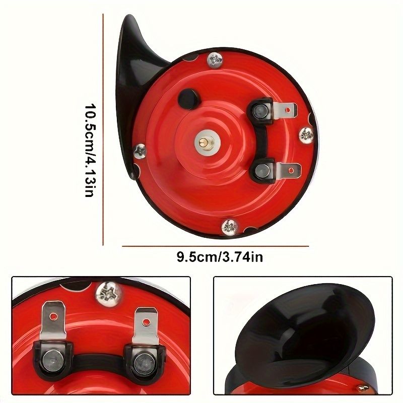12V Universal Train Horn Speaker for Car, Motorcycle, Boat & Vehicle, Loud Sound Signal Warning Speaker Replacement, Red, 1PC โ image 3