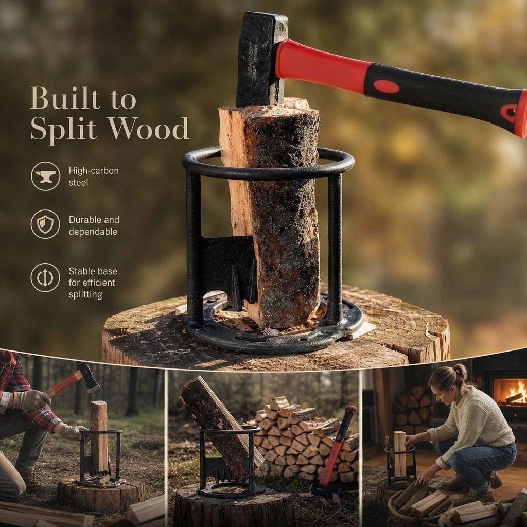 Labor Saving Hand Log Splitter Cross Base 19cm, Even Force Design For Home Use — image 4