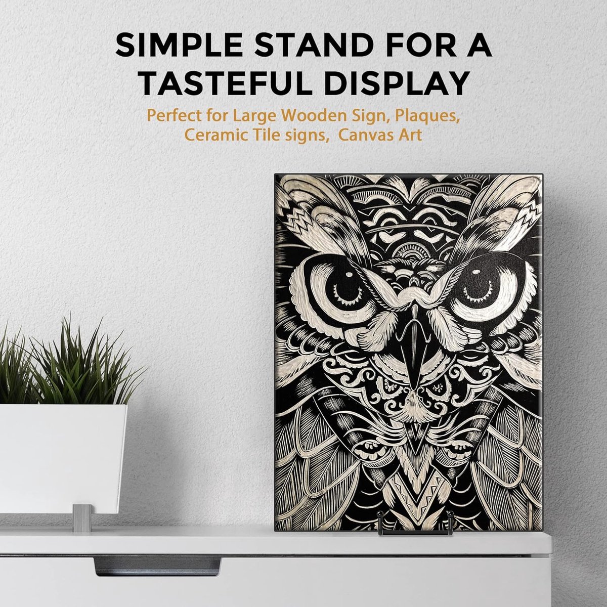 Plate stand - Photo frame stand - 18.5x10.5 cm (10 inch) - Holder - Decorative plates - Black - Display - Books - Hanger - Rack - Kitchen cabinet — image 2
