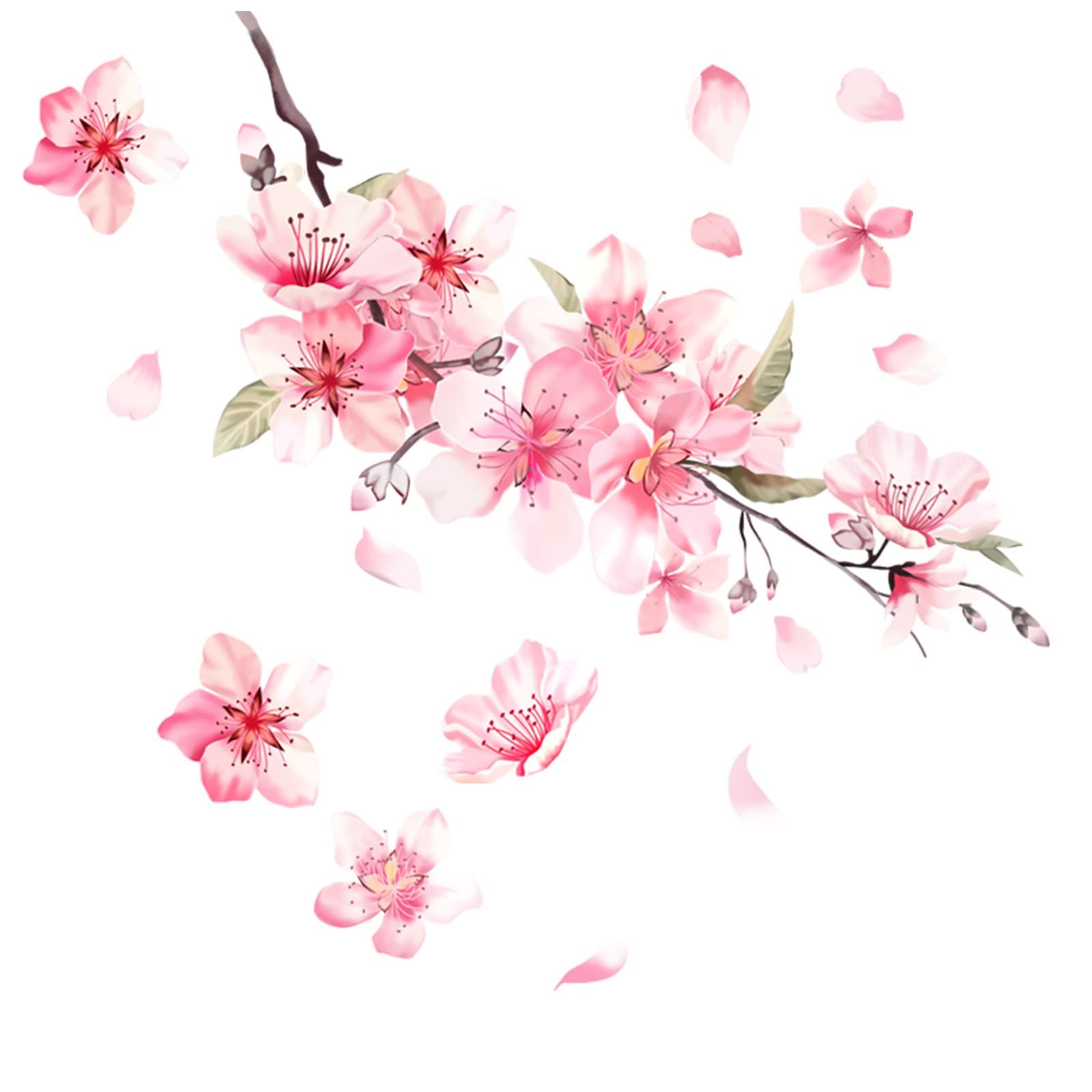 Cherry Blossom Car Sticker, Scratch Cover Pink Flower Bumper Decal for Automotive, Motocycle, Home Decor