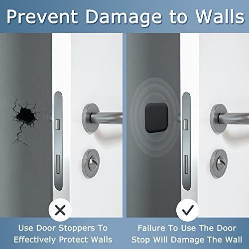 4Pack Door Stoppers Wall Protector Buffer Guard Doorknob Door Handle Bumper Self Adhesive Silencer Soft Rubber Crash Pad for Home Office - Black — image 4