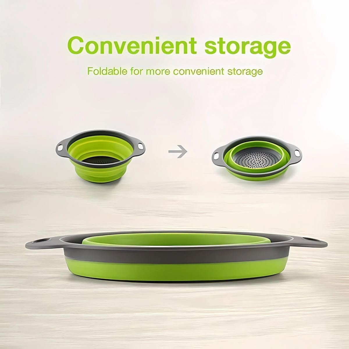 Foldable Colander Set of 2 Pieces - Collapsible Silicone Colander - 1 Large and 1 Small - BPA Free - Dishwasher Safe - Heat Resistant - Easy Storage - Can Be — image 4