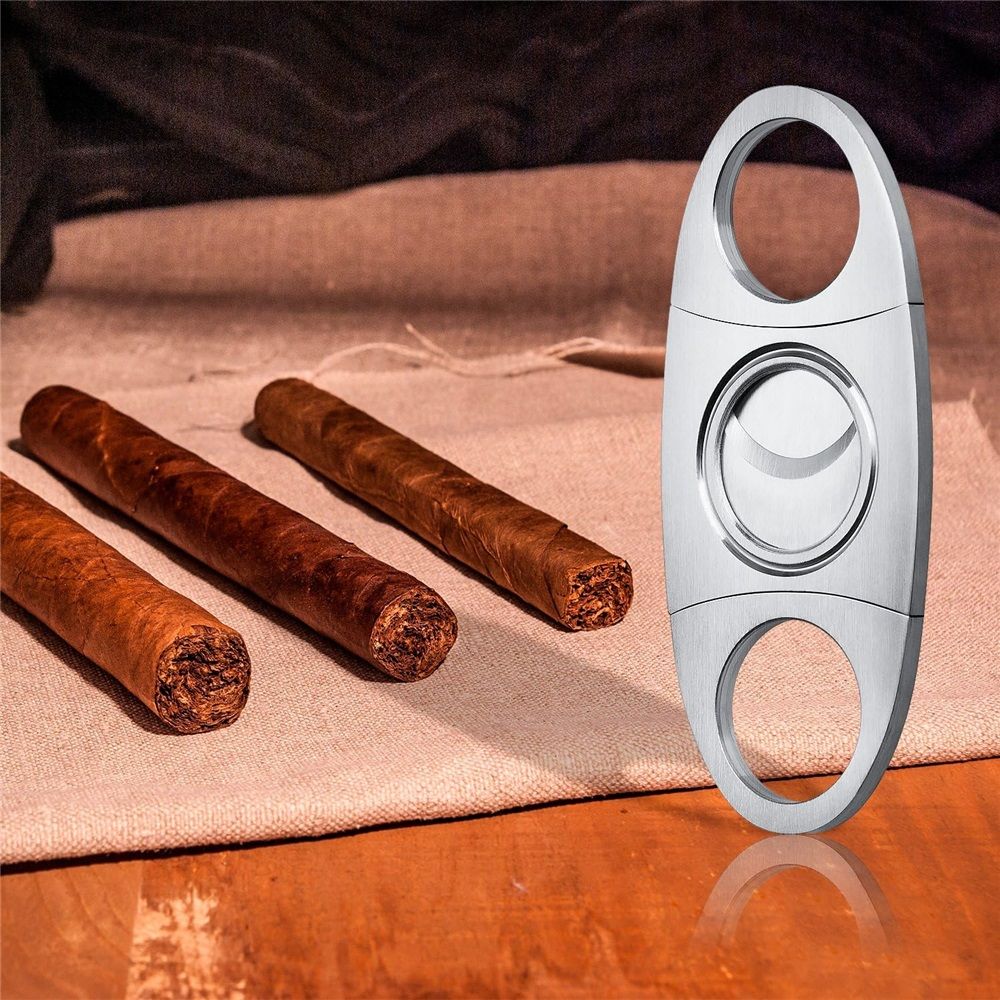 Cigar Cutter Set (6 Pack), Guillotine Double Blade, Cigar Accessories for Men, Stainless Steel Smoking Accessories Tool, Portable Sharp Clean Cut - Silver โ image 3
