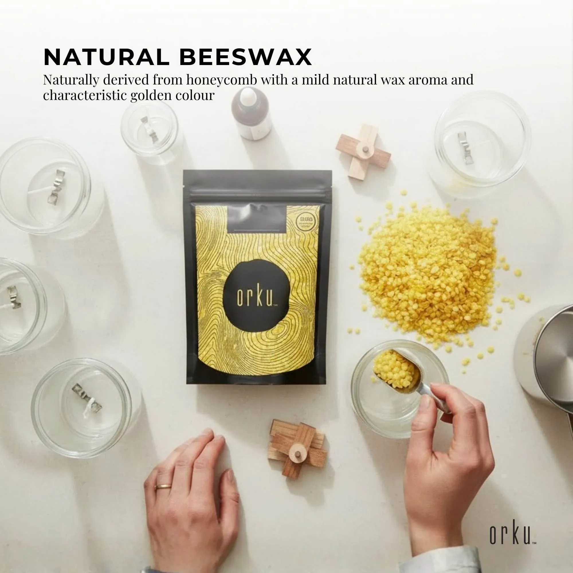 Orku 100g Organic Beeswax Pellets Yellow - Cosmetic Grade Pure Bees Wax Pastille — image 6