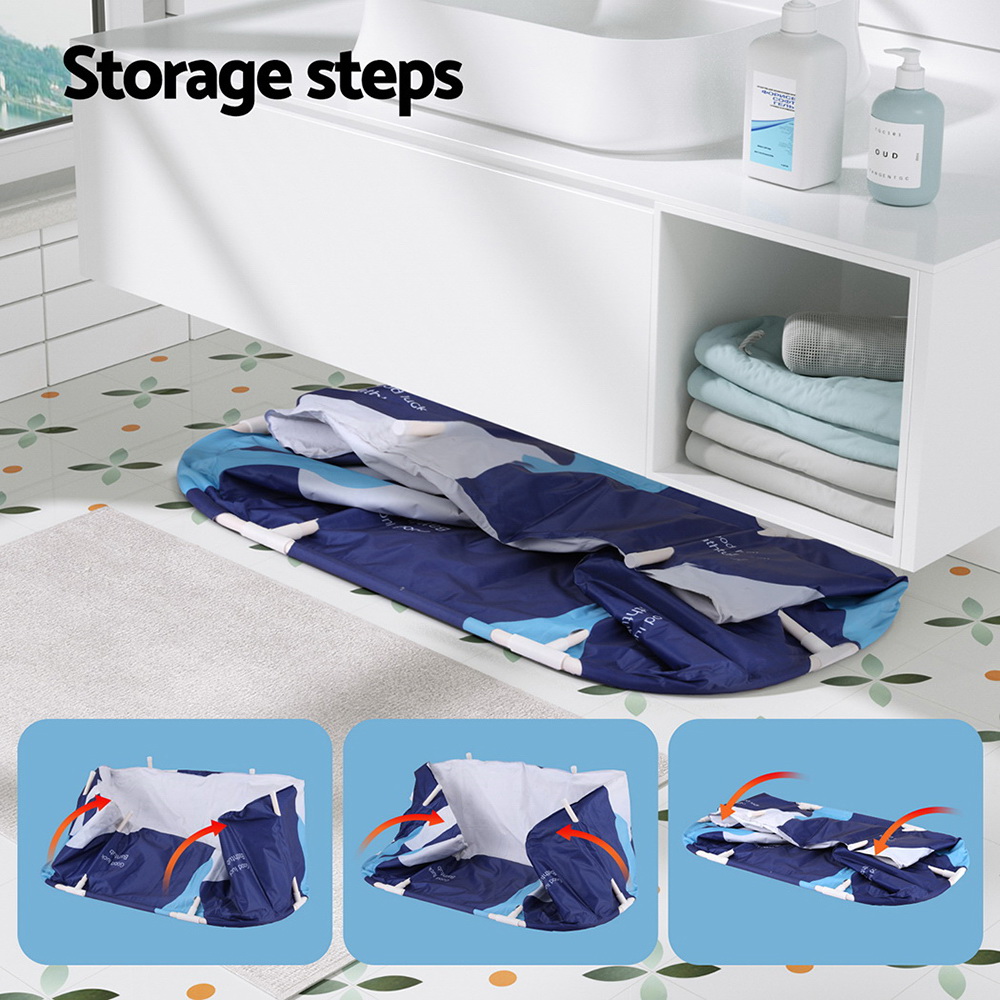 Weisshorn Foldable Bathtub PVC Spa Bucket Inflatable Cushion 114x62cm Navy Blue โ image 6