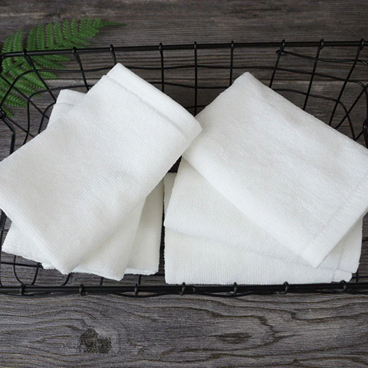 6PCS Hotel Cotton Face Towel White Soft Square Cloth Beauty Salon KTV Thick Wash - 32x32cm-Pearl satin-60g — image 4