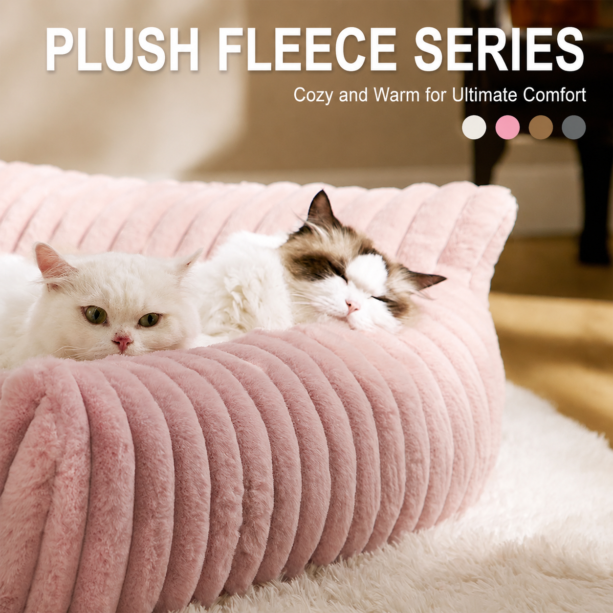 Luxurious Faux Rabbit Fur Plush Pet Sofa Bed with Bolster Sides, Removable Washable Cover and Deep Cushion for Cats and Small Dogs Seeking Ultimate Napping — image 3