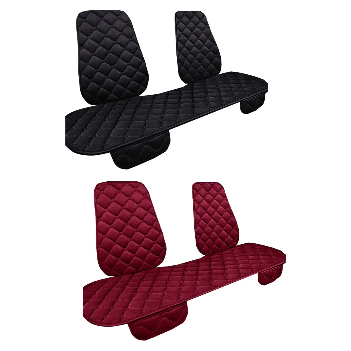 Universal Plush Seat Cushion Set Winter Warm with Backrest for Rear Row - Black — image 3