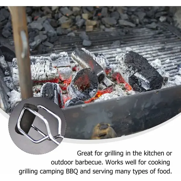 Stainless Steel BBQ Charcoal Tongs, Long-Handle Heat-Resistant Grill Tool for Cooking, Camping and Kitchens, Silver โ image 3