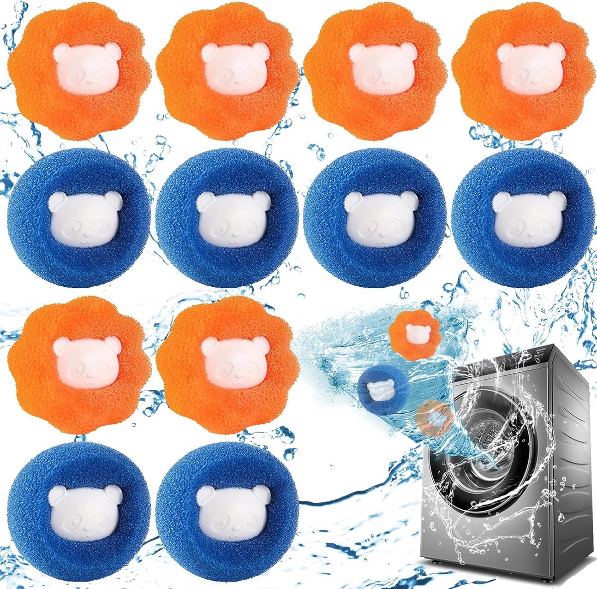 Washing Machine Laundry Balls - 12 Pieces - Laundry Ball - Anti-Hair - Dryer Ball - Fabric Softener Ball - Dryer Ball - Anti-Rolling Laundry Ball