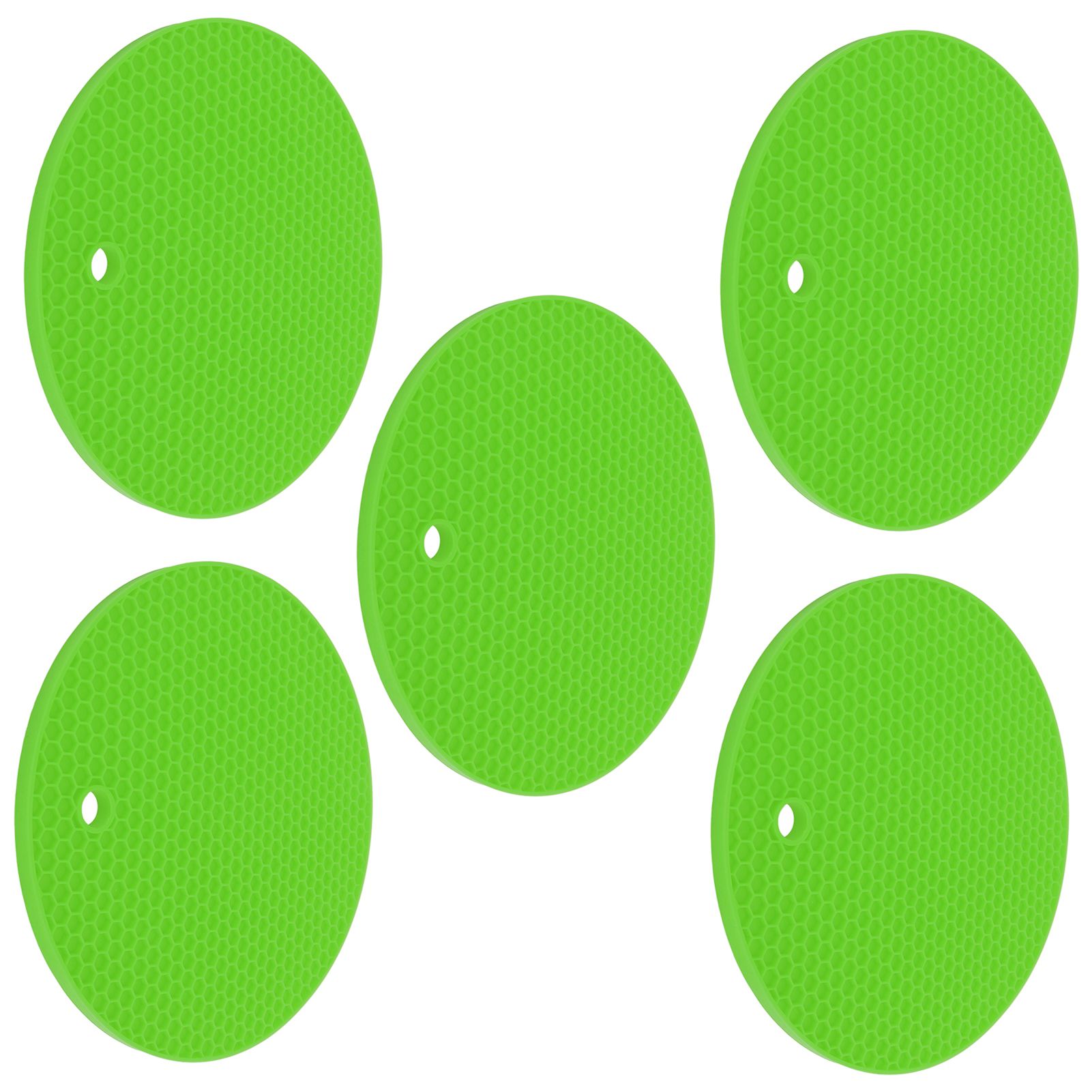 5PCS Silicone Trivet Mats Round Multipurpose Heat Resistant Non Slip Pads Pot Holders for Hot Pot Hot Dishes Green โ image 6