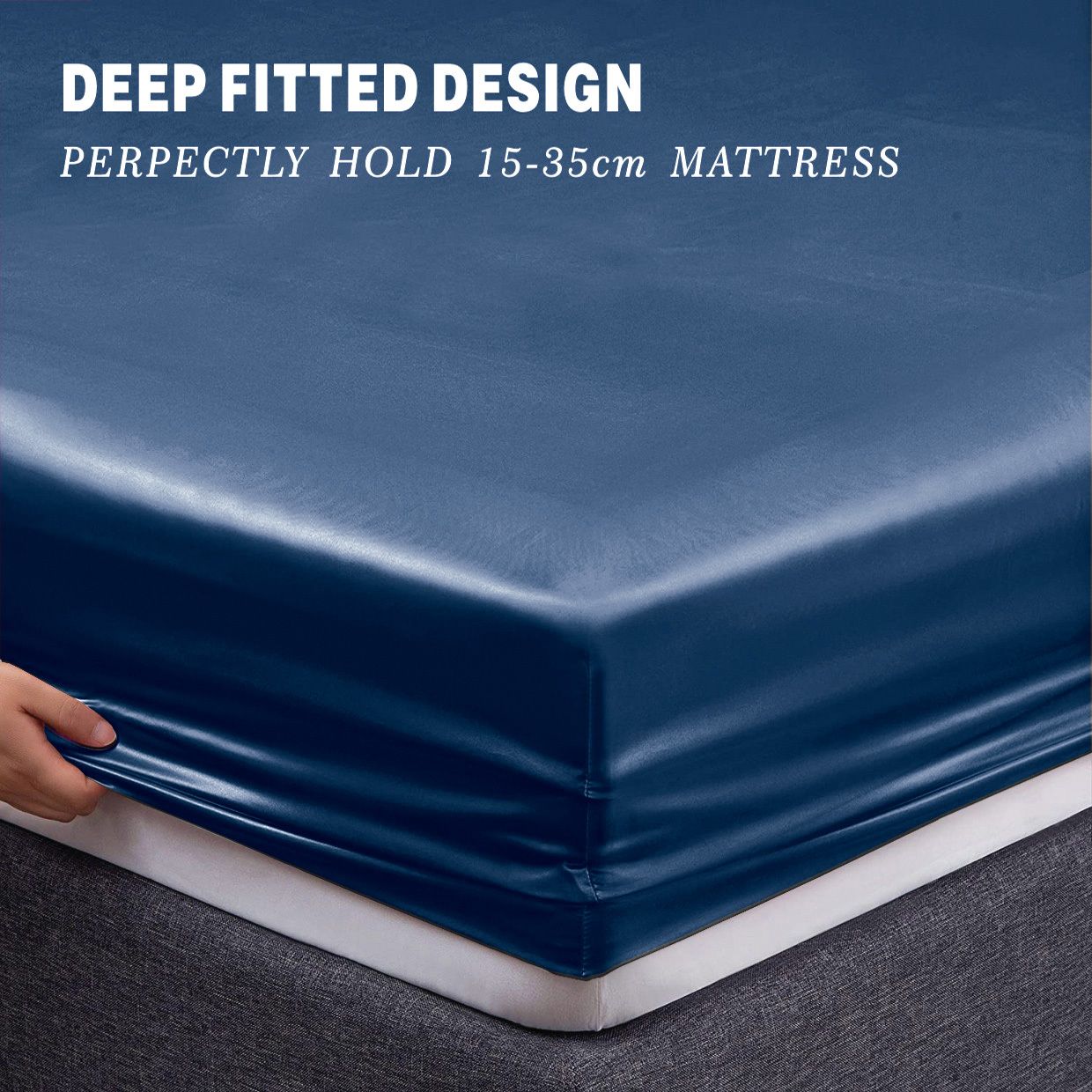Art Silk Satin Sheet Set Hotel 4 Pieces Fitted/Flat Sheet Bedding Set-Luxury Soft Silky Sheets for Hair and Skin, Similar to Silk Bed Sheets Set 4 — image 3