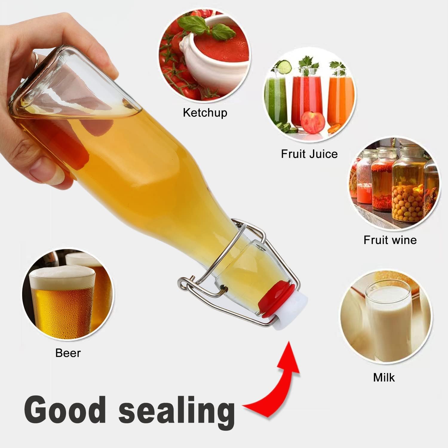 Clip-on glass storage bottle with lid for brewing beer, wine, spices, drinks, oil, vinegar, kombucha and water โ image 4