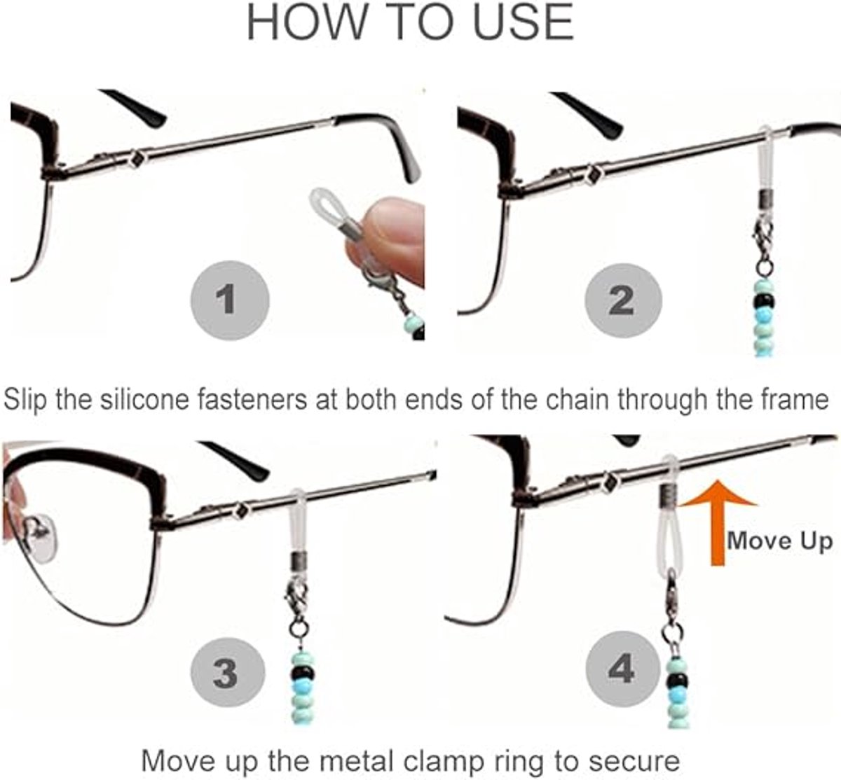 4 pieces - Glasses cord - Glasses chain - Sunglasses cord - Glasses chain - Glasses strap - 70CM - color - for men women - man-made pearl - Glasses Accessory โ image 5