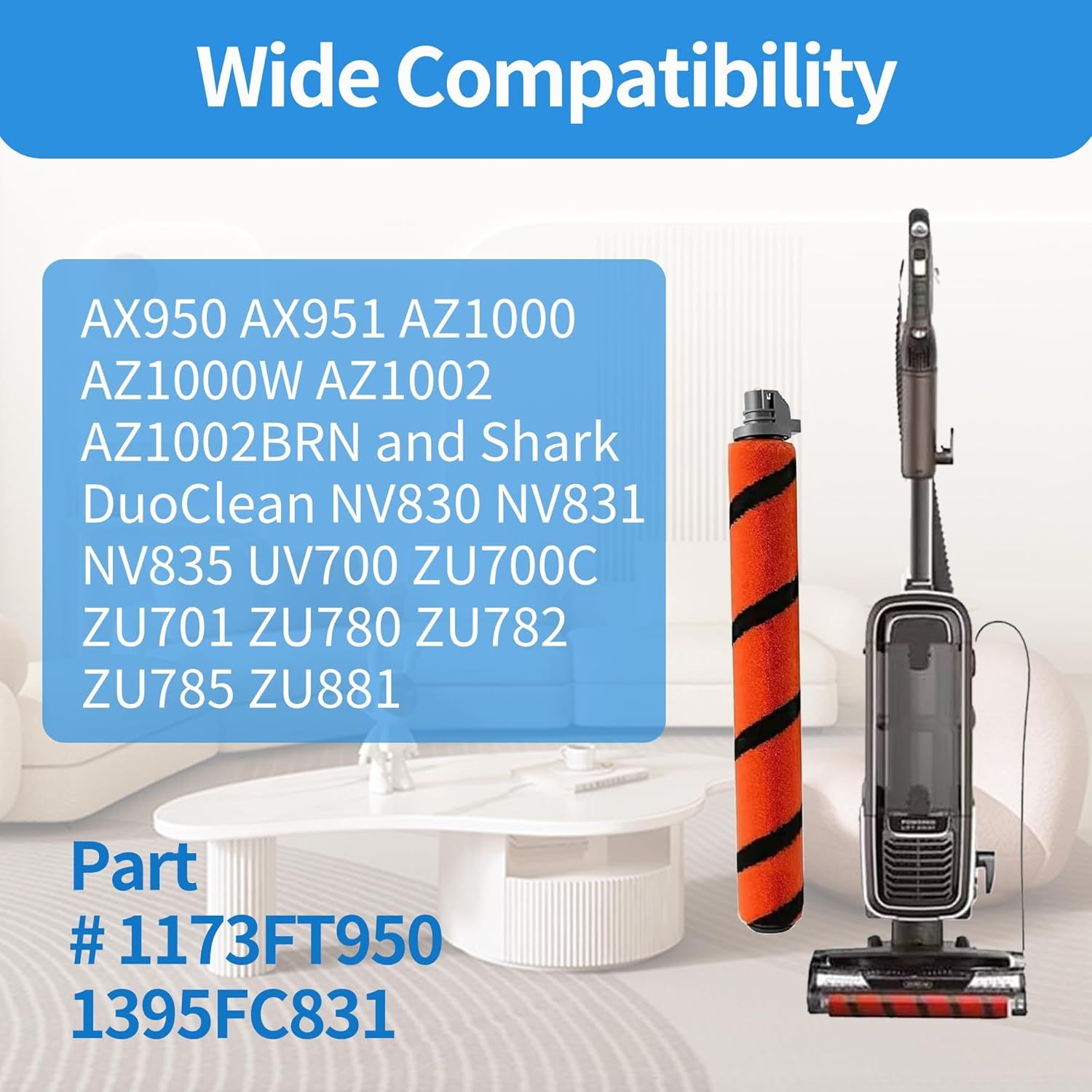 Brush Roll Replacement Compatible with Shark Apex AX950 AX951 AZ1000 AZ1000W AZ1002 & Duoclean NV830 NV831 NV835 UV700 ZU700C ZU701 ZU780 ZU782 ZU785 ZU881 — image 4