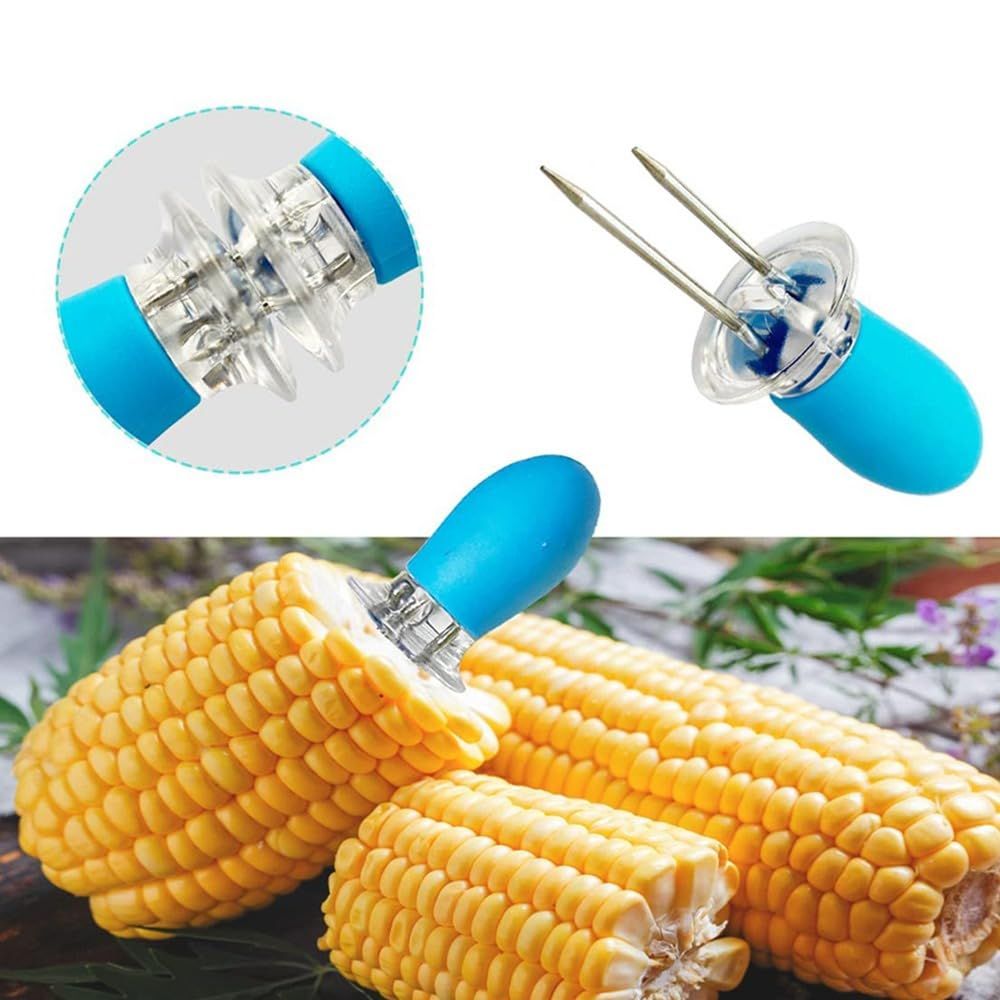 4pcs Stainless Steel Corn Holders - Corn on The Cob Skewers for BBQ Twin Prong Sweetcorn Holders Home Cooking Fork — image 4