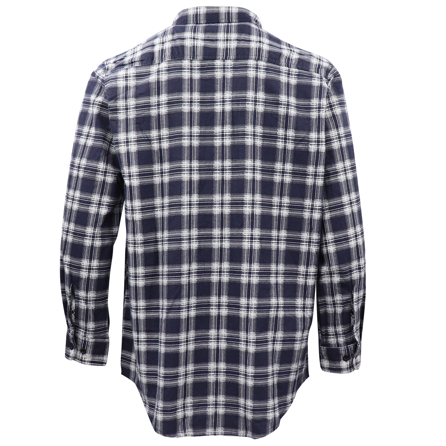 Men's 100% Cotton Flannelette Shirt Long Sleeve Plaid Check Flannel w Pockets, Midnight Navy Plaid, L โ image 3