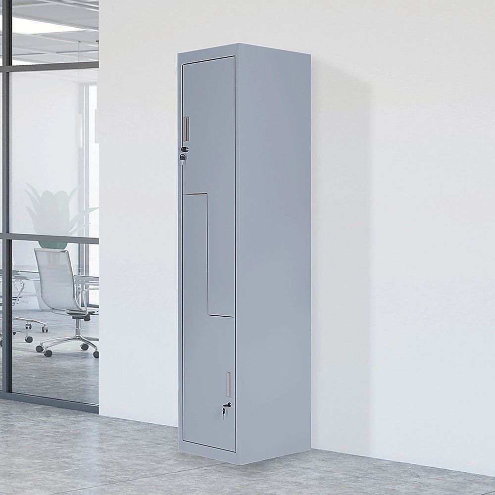 Grey Two-Door L-shaped Office Gym Shed Storage Lockers — image 2