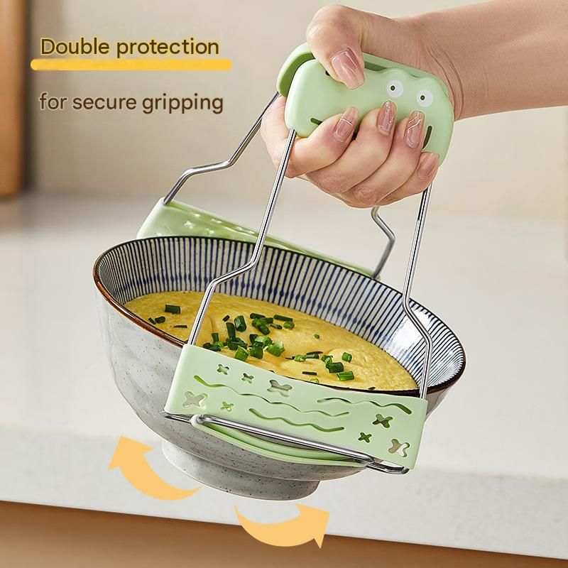 Crocodile shape Kitchen Heat Resistant Set - Adjustable Stainless Steel Plate Lifter and Silicone Oven Mitts - Non-Slip Anti-Scald Dish Grip for Steamer and — image 4