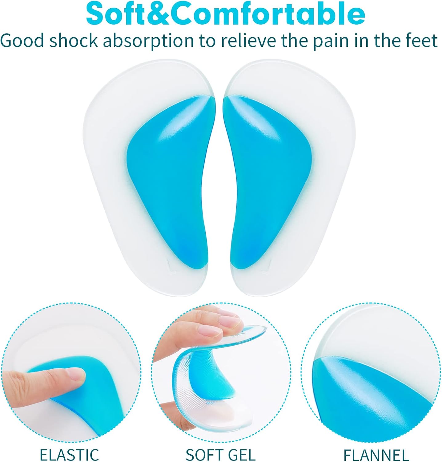 Orthopedic Gel Insoles 3 Pairs for Arch Support Plantar Fasciitis Silicone Shoe Inserts โ image 3
