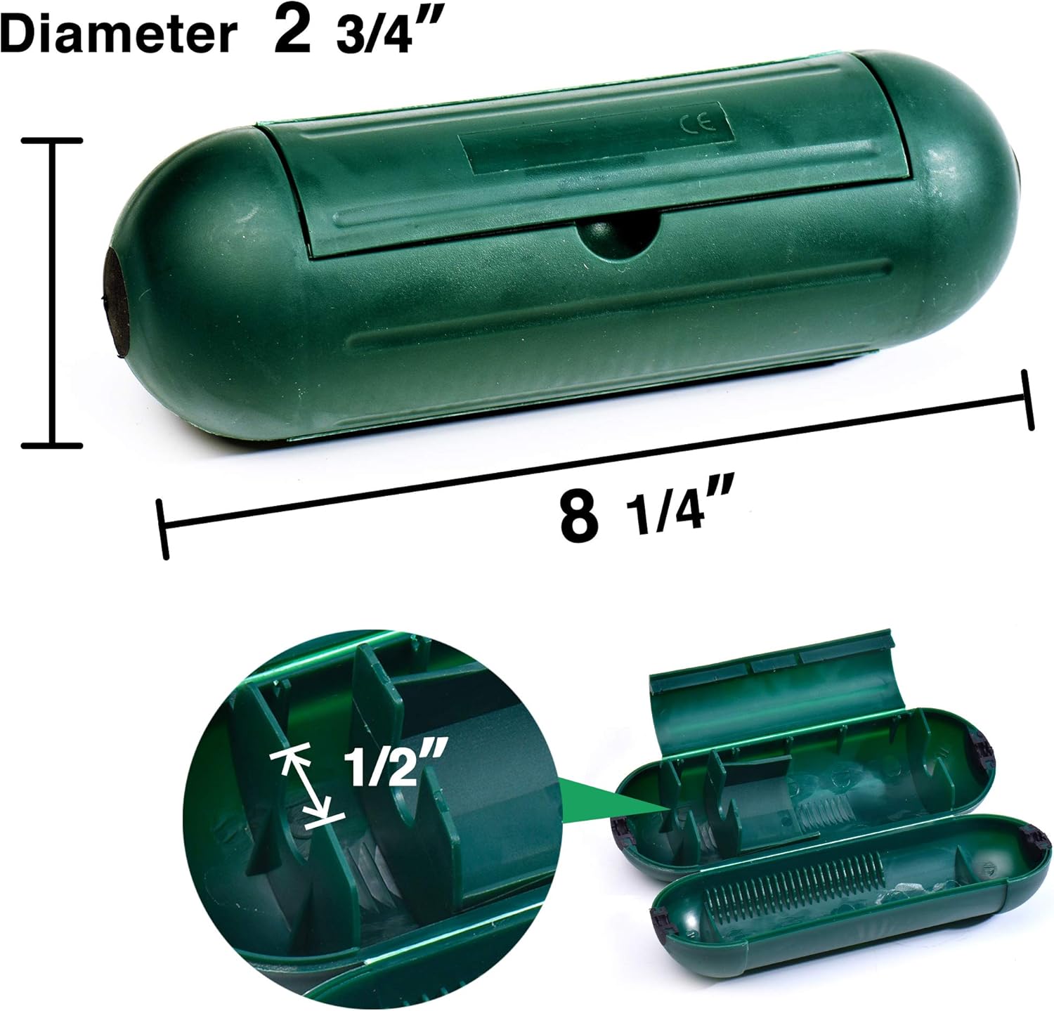 4 Pack Extension Cord Protective Cover Set (Green) | Indoor Outdoor Water-Resistant Holder for Holiday String Lights, Plugs and Wires | Capsule Shaped β image 3