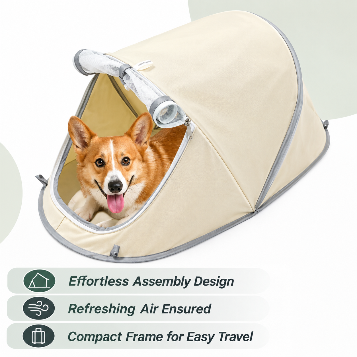 Foldable Portable Pet Tent – Breathable Oxford Fabric Puppy & Kitten House for Indoor Rest and Outdoor Camping, Equipped with Mesh Door and Ground Stakes for — image 3