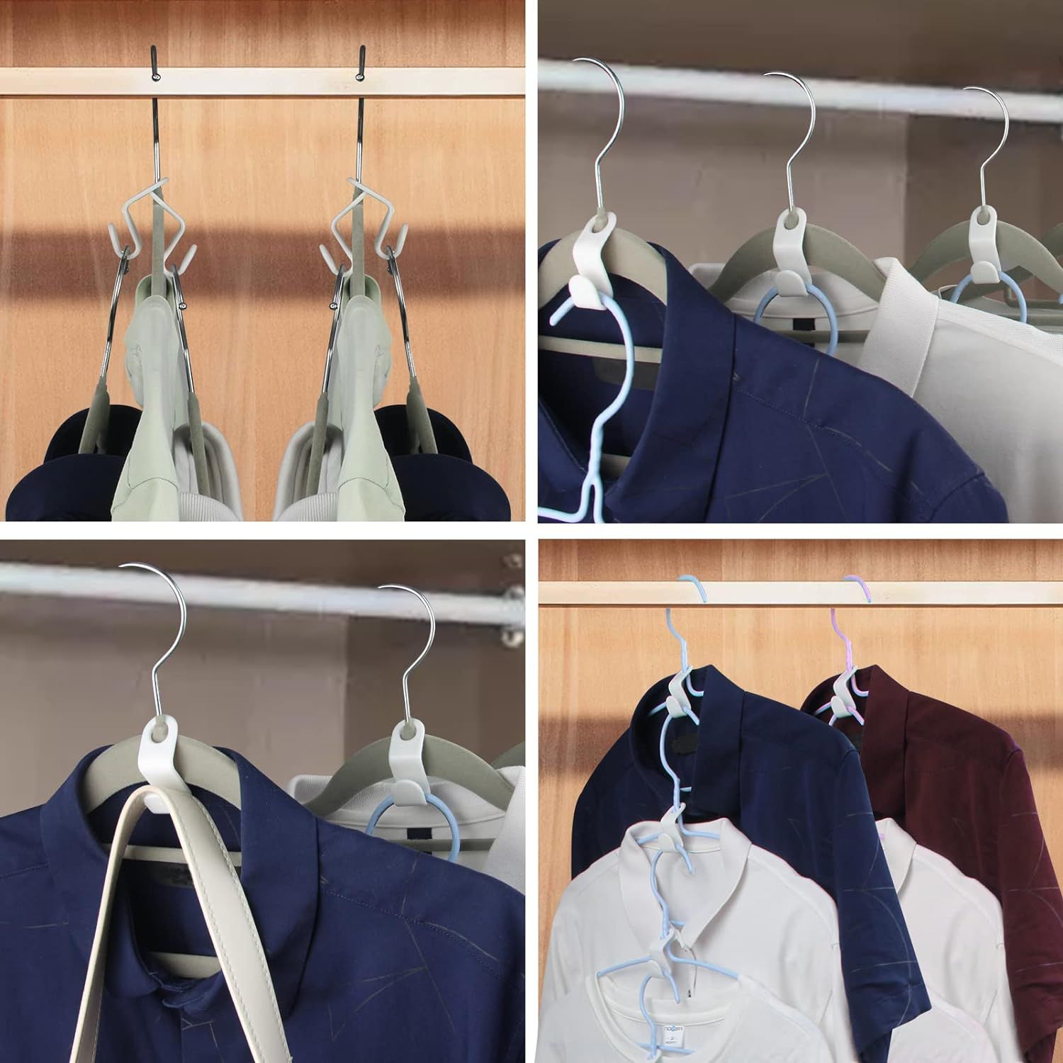 50PCS Clothes Hook Hanger Hooks Space Saving Closet Connector Organizer Closet Organizer,Space Saving Hanger Hooks(White) — image 5