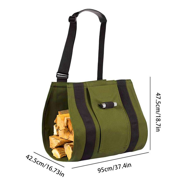 Large Firewood Bag with Handles,Foldable Firewood Tote Bag,Waterproof Fireplace Bag,for Camping, BBQ and Fireplaces โ image 4