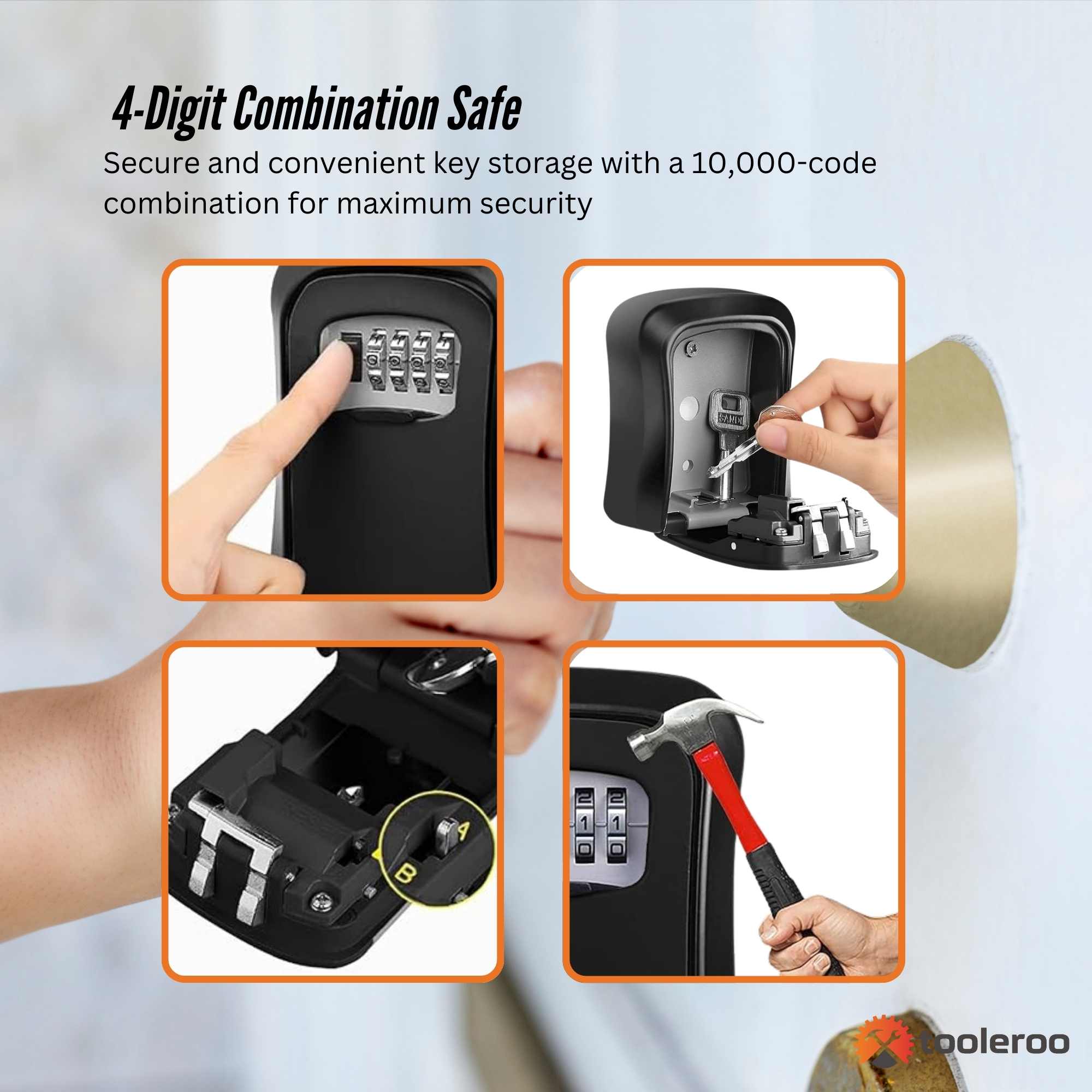 Tooleroo Wall Mount Key Lock Box โ 4-Digit Safe Weatherproof Secure Storage โ image 4