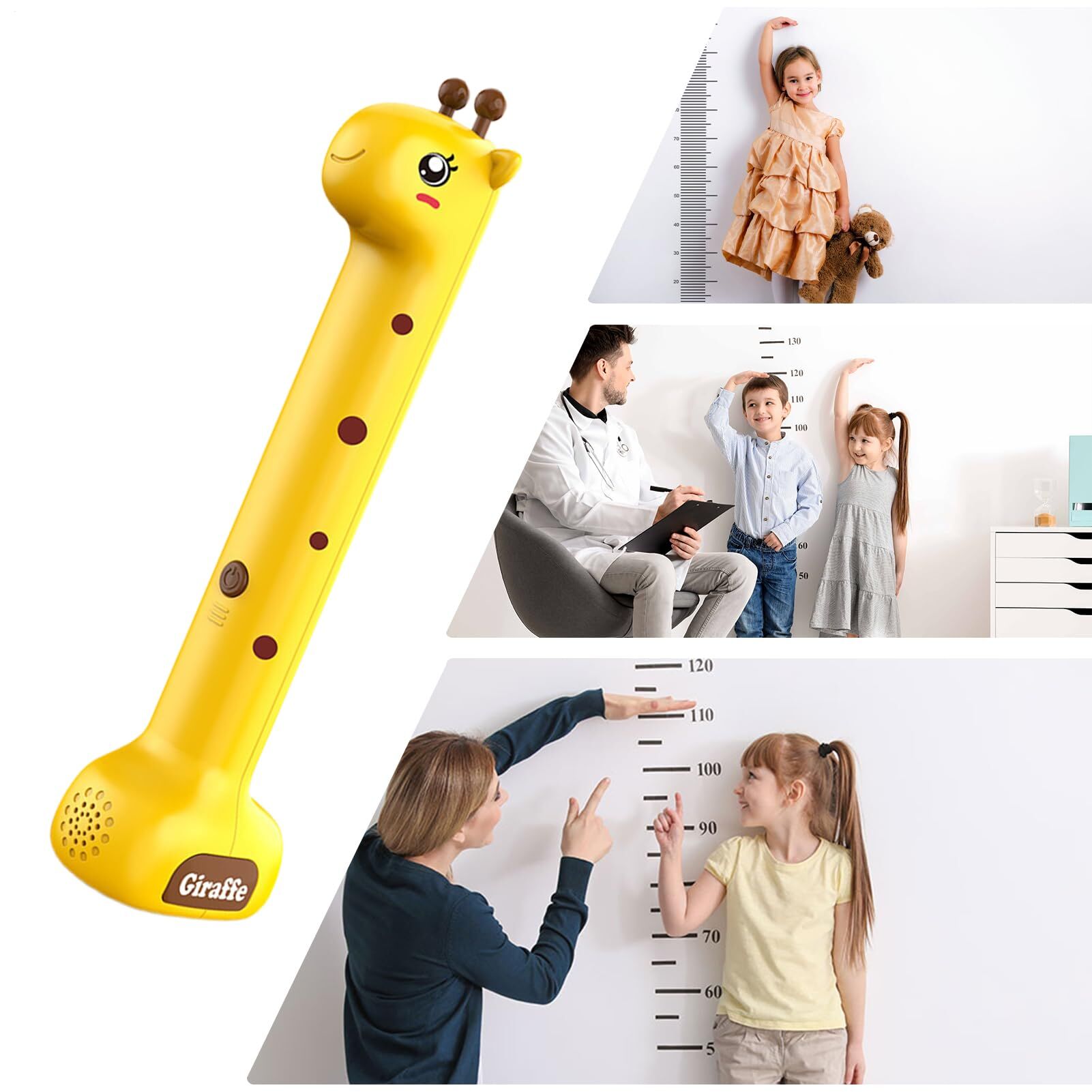 Giraffe Ultrasonic Height Tracker for Kids – Fun Wall-Mounted Growth Measuring Device for Home, Daycare & Pediatric Clinic (Yellow) — image 6