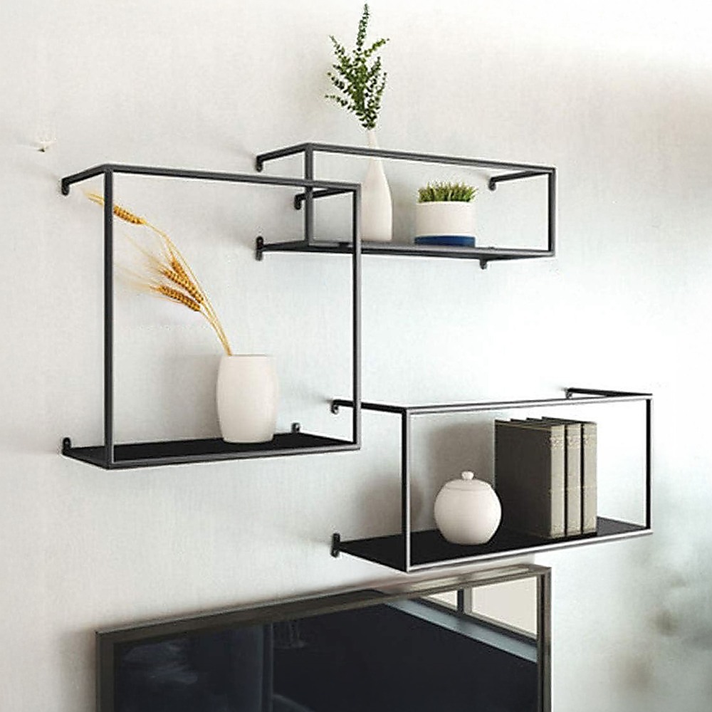 Floating Shelves Retro Industrial Ledge Black Metal Display Stand โ image 5