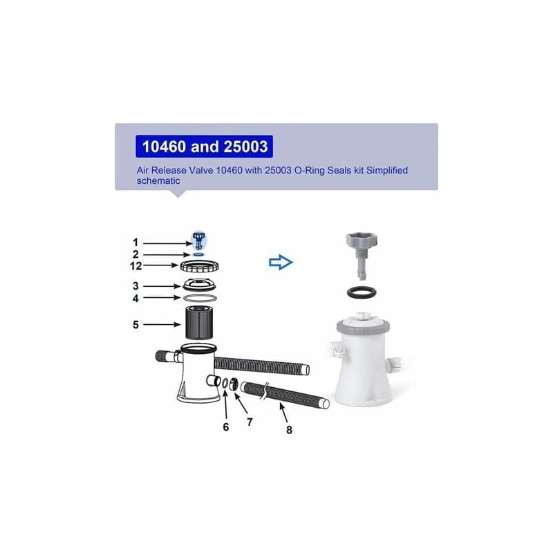 10460 Air Release Valve with O-Ring Replacement for Intex Filter Pumps 2811CA 2811EH 28121EH 10264 — image 3