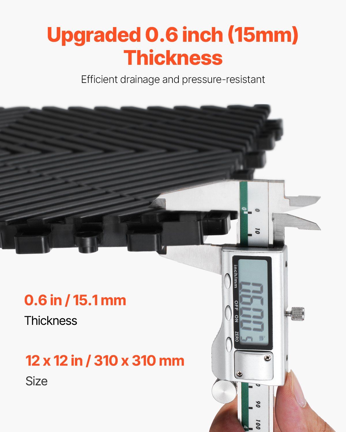 Interlocking Drainage Mat, 31 x 31 cm Modular Interlocking Cushion, 24 Pcs Splicing Drainage Mats, for Garage, Garden — image 3