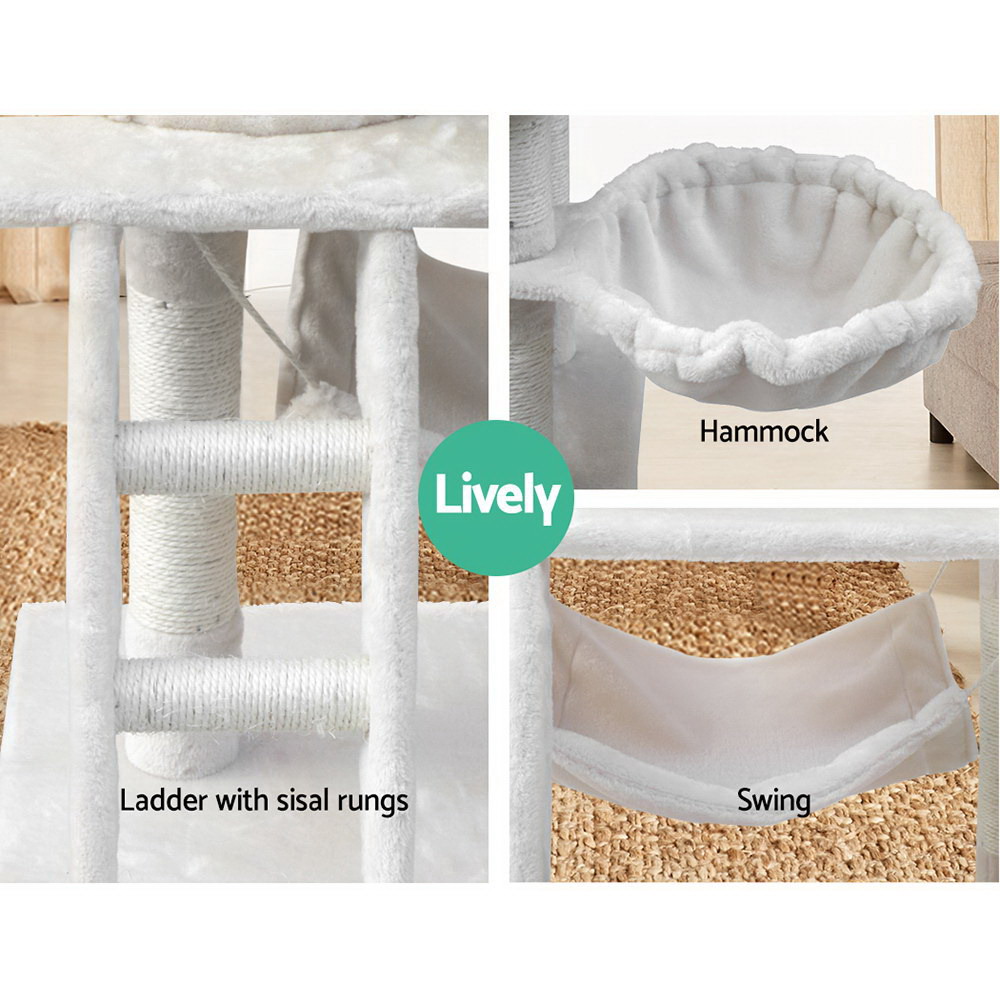 i.Pet Cat Tree 141cm Tower Scratching Post Scratcher Condo Wood House Bed Beige — image 6