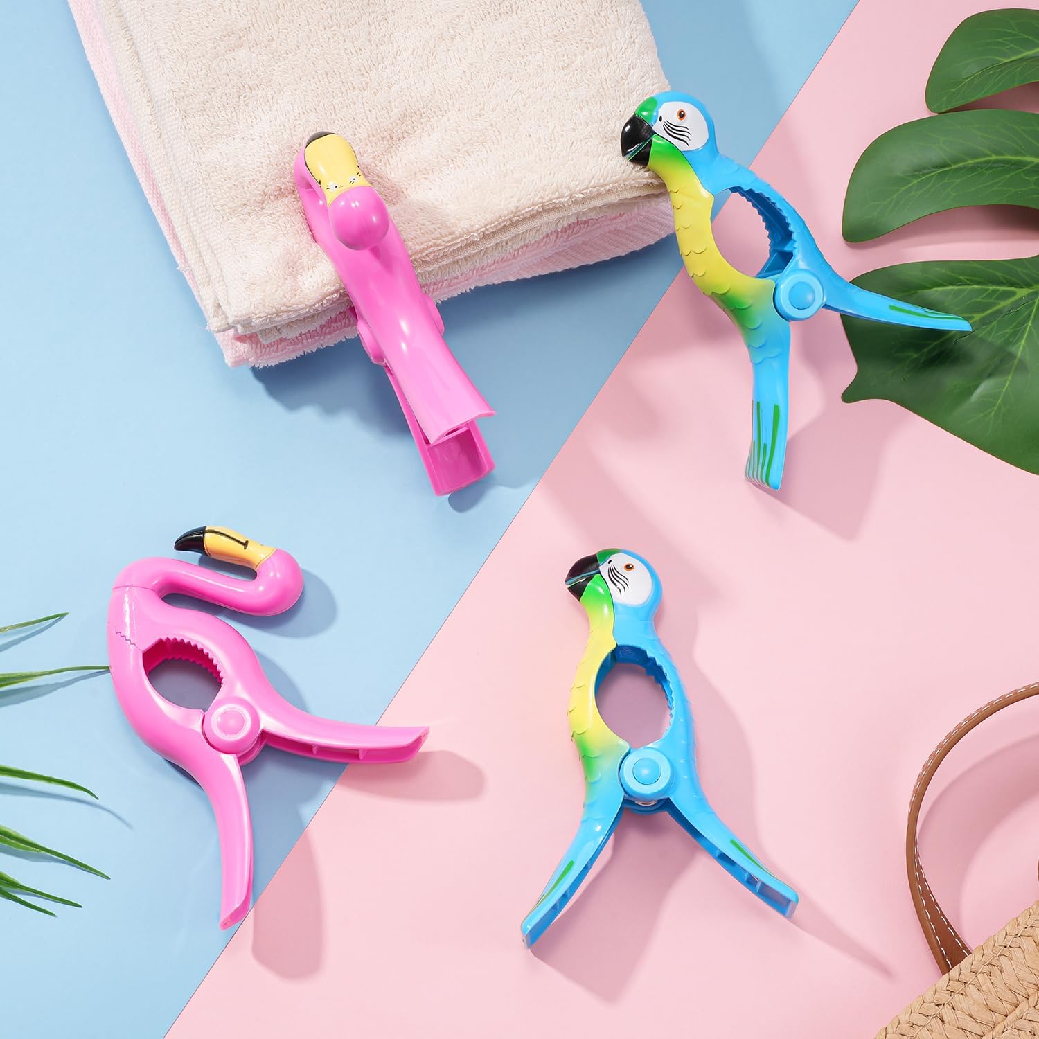Beach Towel Clips, Jumbo Size Towel Clips for Beach Chairs Cruise Pool Patio or Daily Use-Secure Hang Seal, Set of 4 (Flamingo Parrot) — image 5