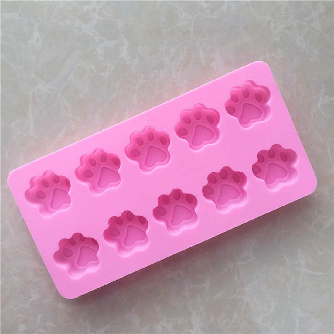 Silicone Ice Tray Mini Animal Dog Cat Paw Print Cupcake Muffin Baking Cup Mold, Ice Cube Chocolate Soap Candle Tray Pink — image 2