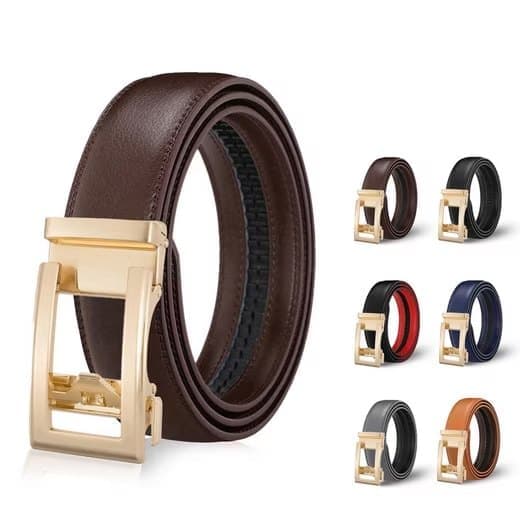 Leather Belt, Unisex Adjustable Buckle, Brown, 3.5 cm, 115cm