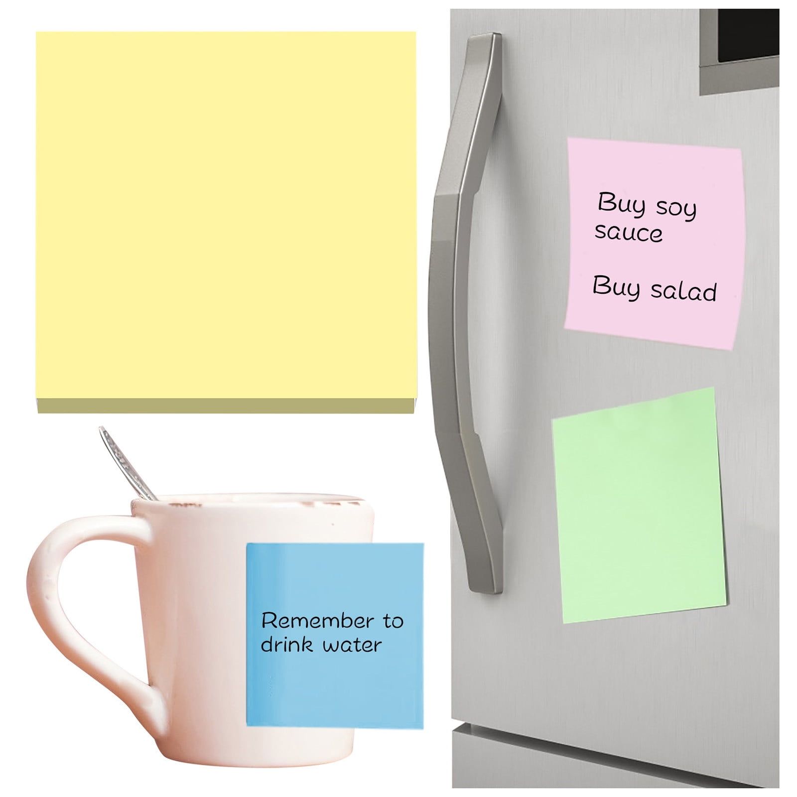 Premium 7.6 x 7.6 cm Sticky Notes Pad, Strong Adhesive Colourful Memo Pad, 100 Sheets for Office Home Reminders, Light Yellow — image 2