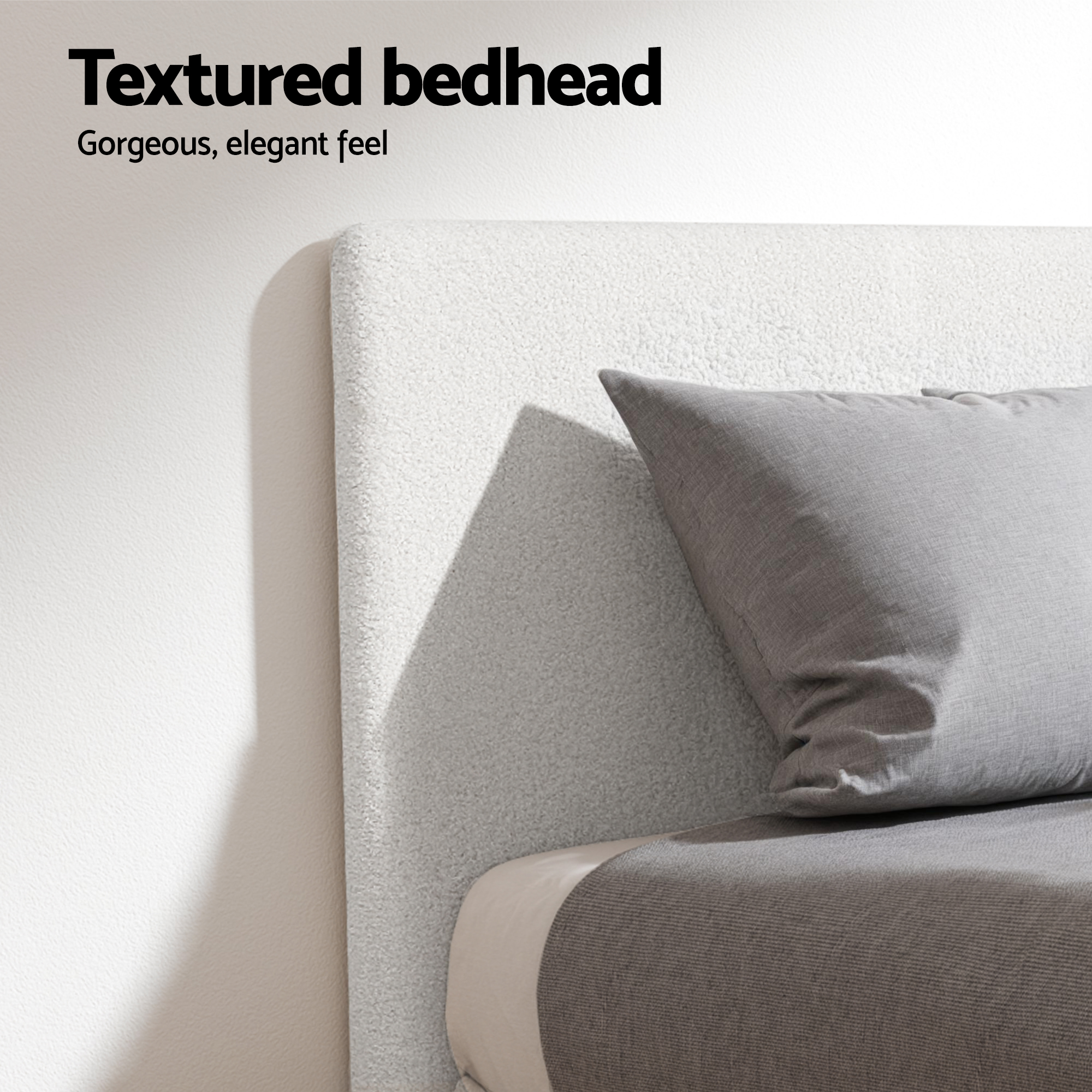 Artiss Single Bed Frame with Hybrid Mattress Set 30cm Medium Firm Platform Headboard Boucle Upholstered Pocket Coil for Pressure Relief — image 5
