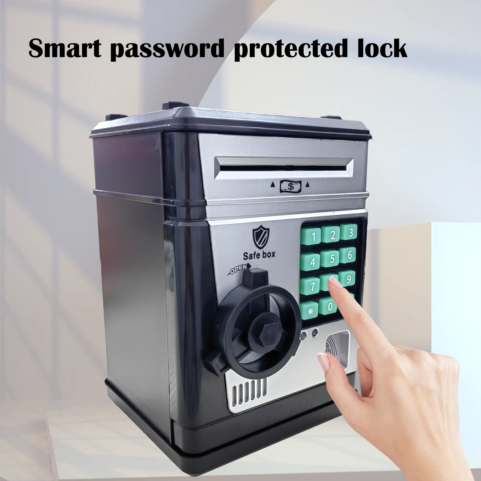 Electronic Piggy Bank Safe Box for Kids - Automatic Bill & Coin Bank with Password Protection, Music & Lights(black) โ image 5