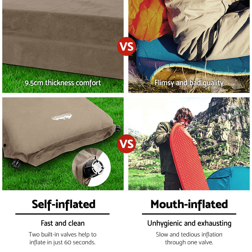 Weisshorn Self Inflating Mattress Camping Sleeping Mat Air Bed Single Coffee โ image 5