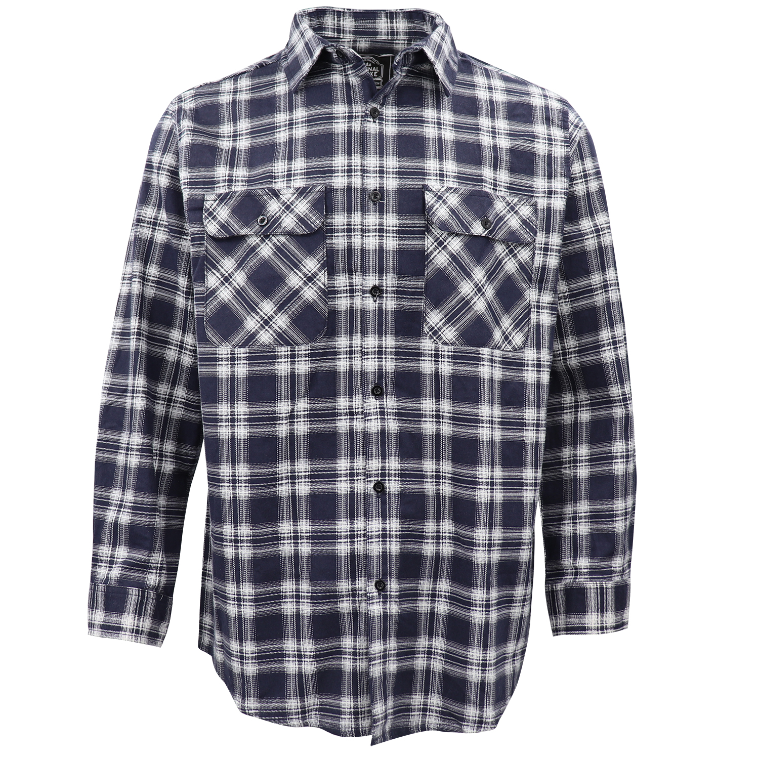 Men's 100% Cotton Flannelette Shirt Long Sleeve Plaid Check Flannel w Pockets, Midnight Navy Plaid, L โ image 2