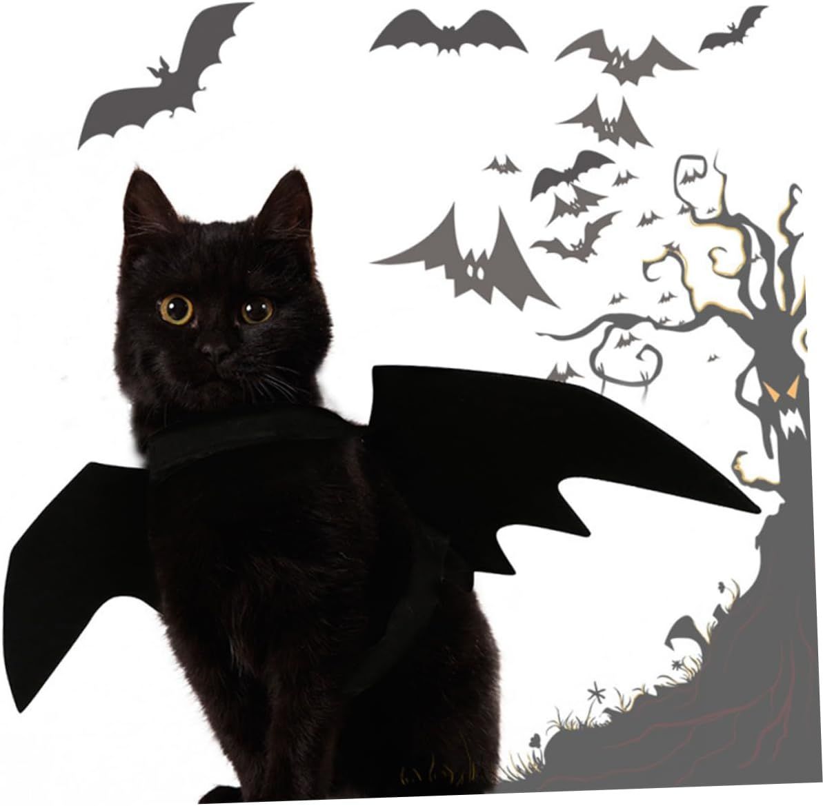 Pet Cat Bat Wings for Halloween Party Decoration, Puppy Collar Leads Cosplay Bat Costume,Cute Puppy Cat Dress M — image 5