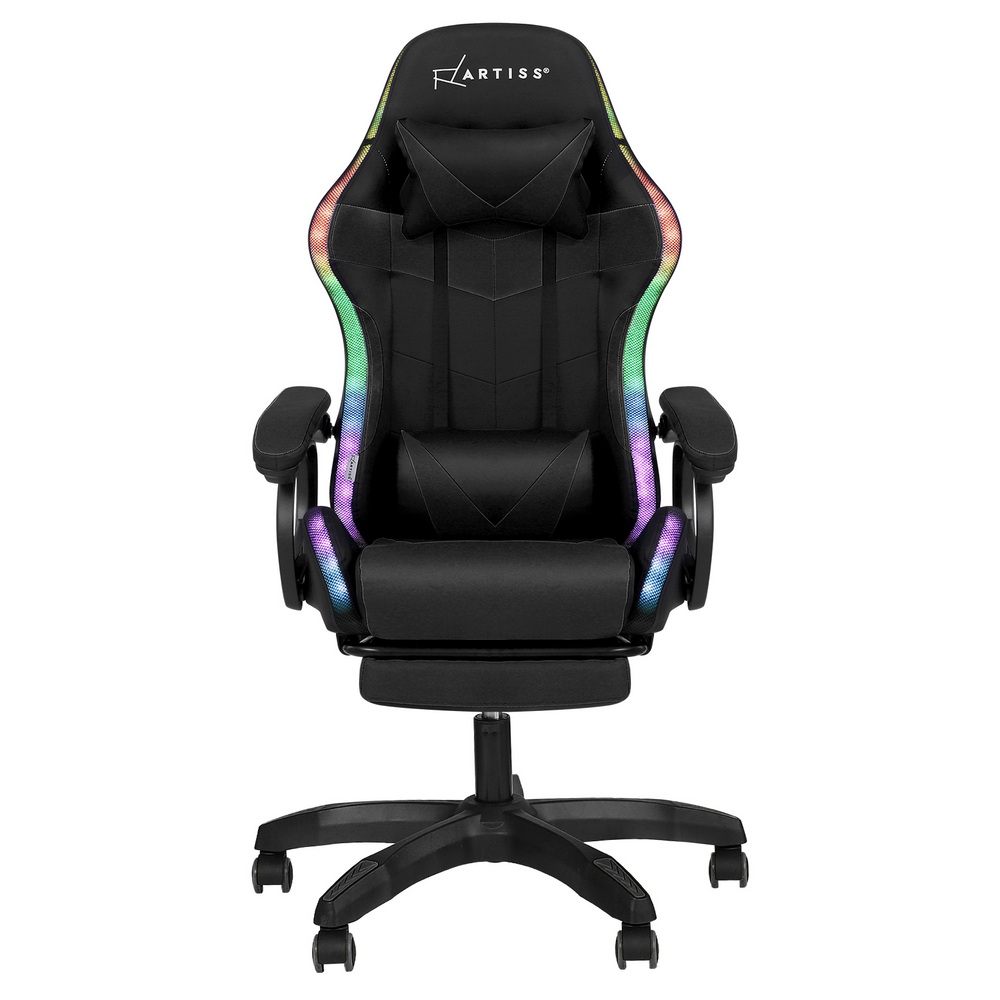 Artiss Gaming Office Chair 12 RGB LED Massage Computer Work Seat Footrest Black โ image 3