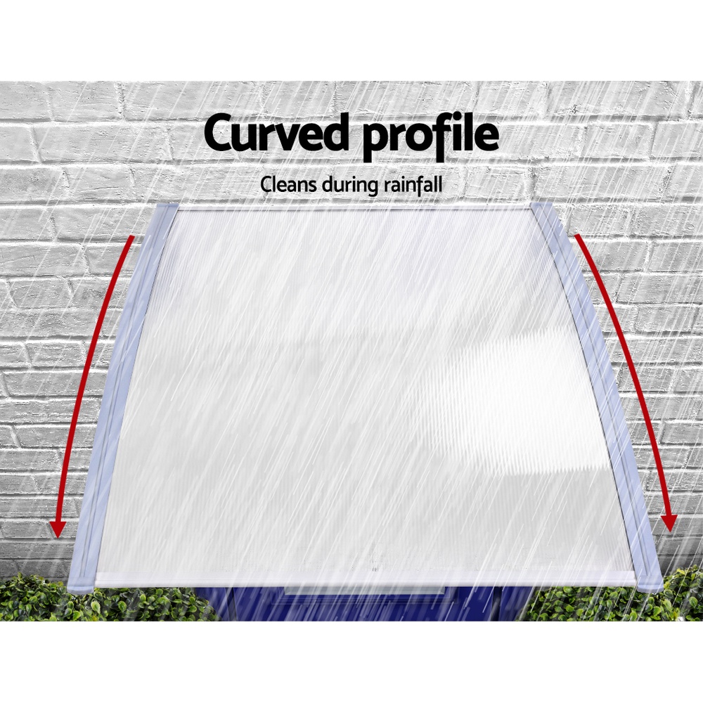 Instahut Window Door Awning Canopy 1.5mx2m Transparent Sheet Grey Plastic Frame โ image 5