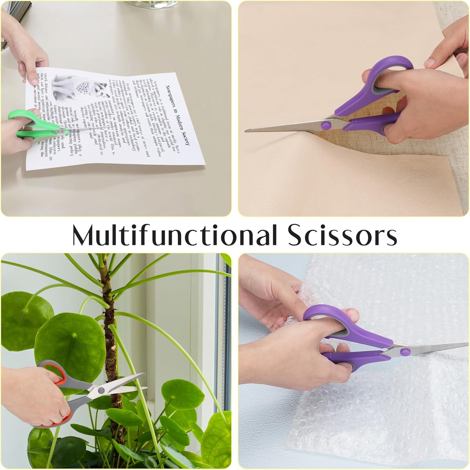3 Pack Scissors Set, 8.3" Heavy Duty Scissors with 25 mm Thickness Sharp Blades & Ergonomic Soft-Grip Handles, All Purpose Scissors for Office, School — image 5