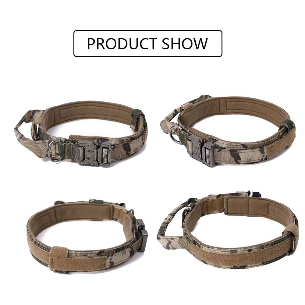 Tactical Dog Collar Military Dog Collar Adjustable Nylon Dog Collar Heavy Duty Metal Buckle with Handle for Dog Training — image 2