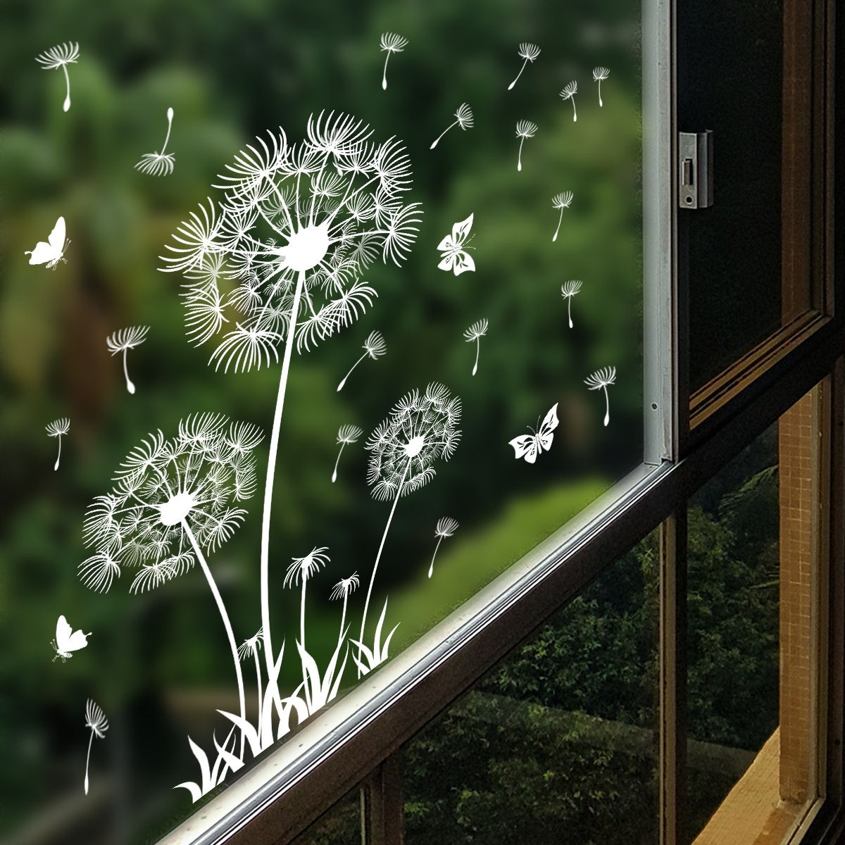 White Dandelion Window Clings Flying Flowers Butterflies Spring Window Decals Anti-Collision Glass Window Doors Window — image 2